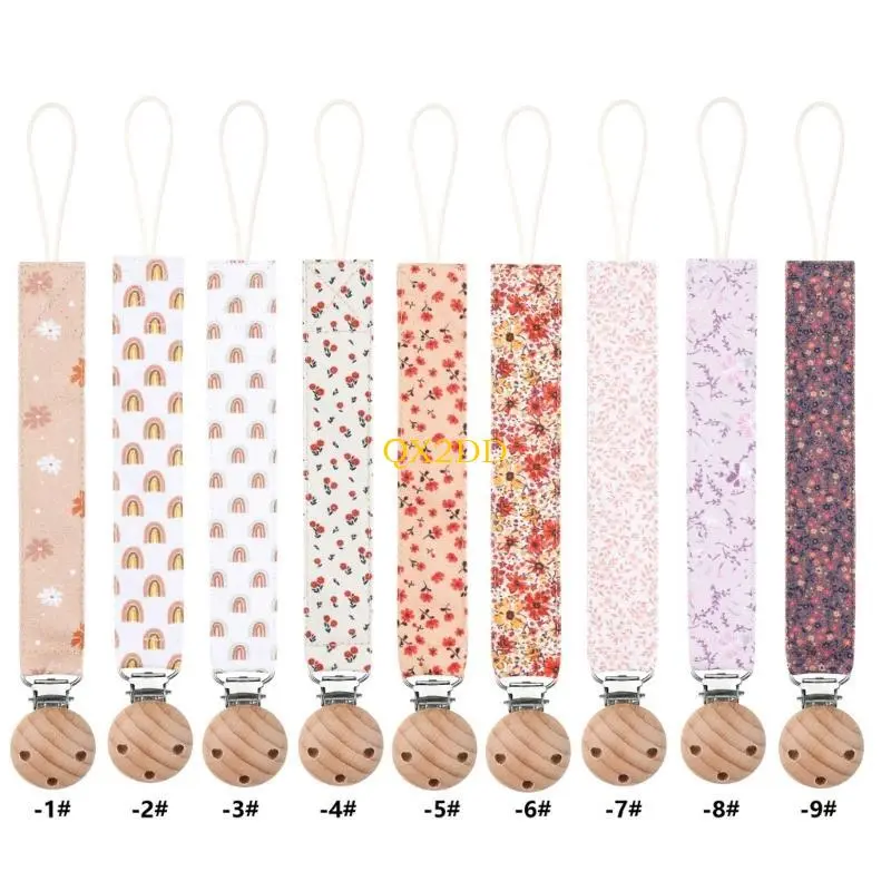 Clip Pacifier Hold Teething Clip Baby Teether Chain with Unique Designings Flowers Print Teething Toy Chain Gift