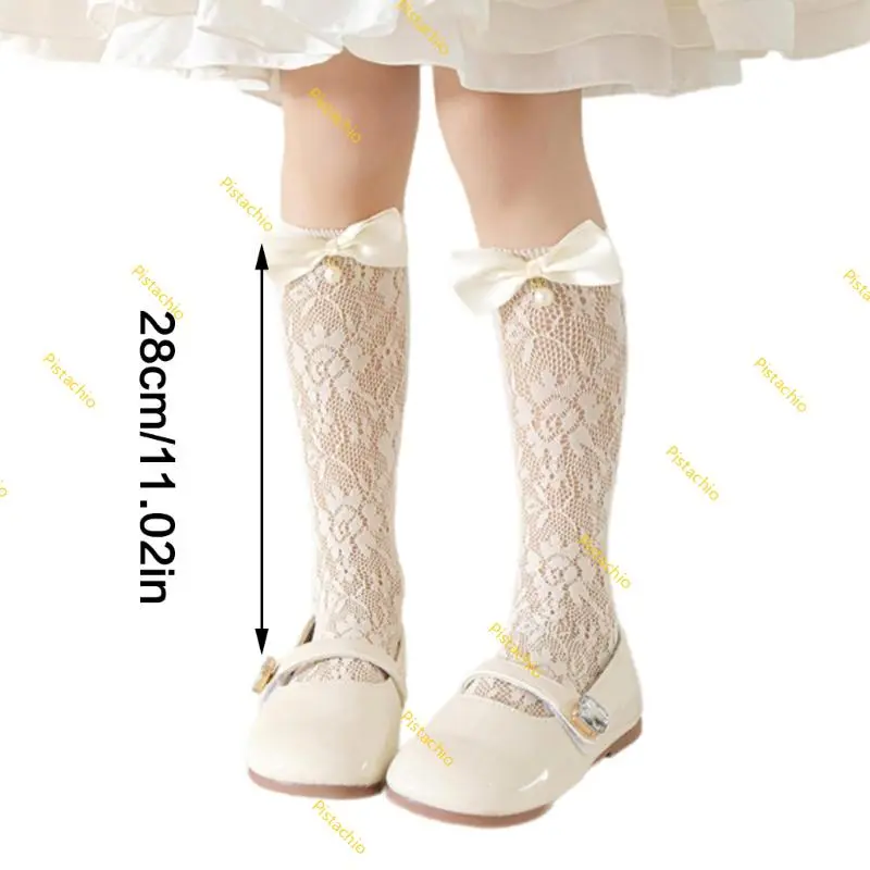 1 pair Summer Lace Socks for Girl Children Under Knee Socks with Bowknot Detail