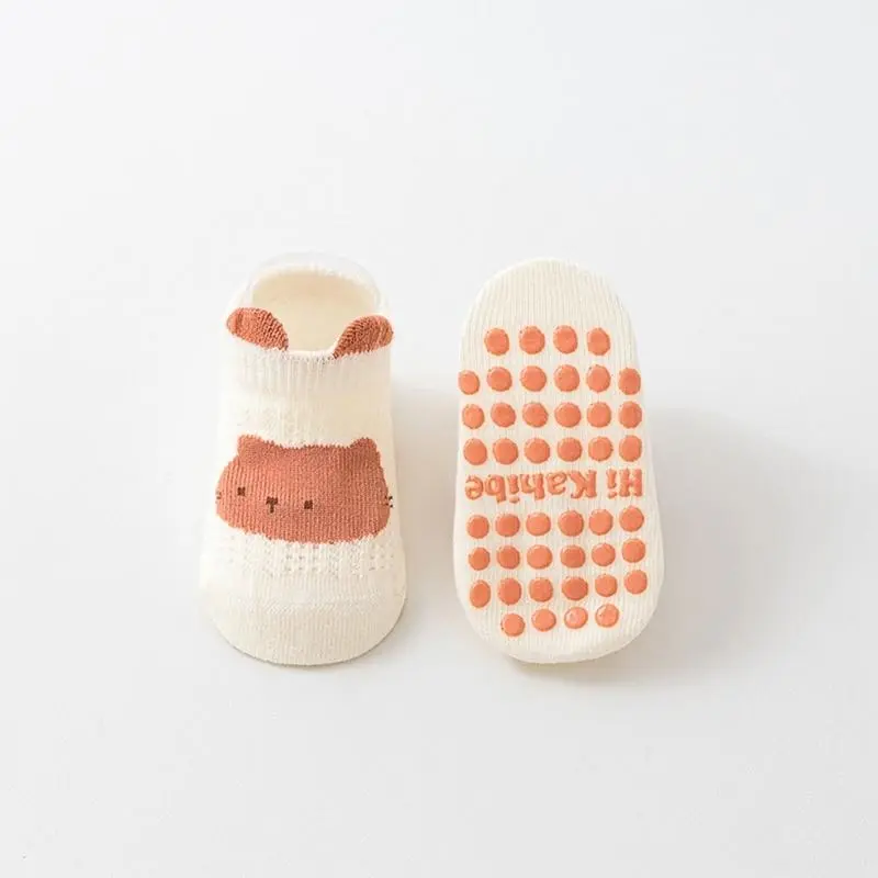 Cotton Socks Baby Ankle Socks Toddlers Socks Breathable Grip Sock with Anti Skid Soles for Girls Boys 0-5 Years