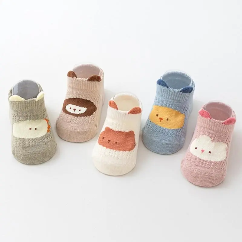 Cotton Socks Baby Ankle Socks Toddlers Socks Breathable Grip Sock with Anti Skid Soles for Girls Boys 0-5 Years