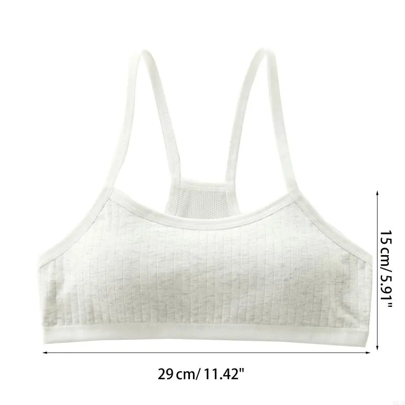 QX2D Teens Girls Cotton Training Bra with Removable Pad Racerback Ribbed Solid Color Bralette Mesh Back Vest Old