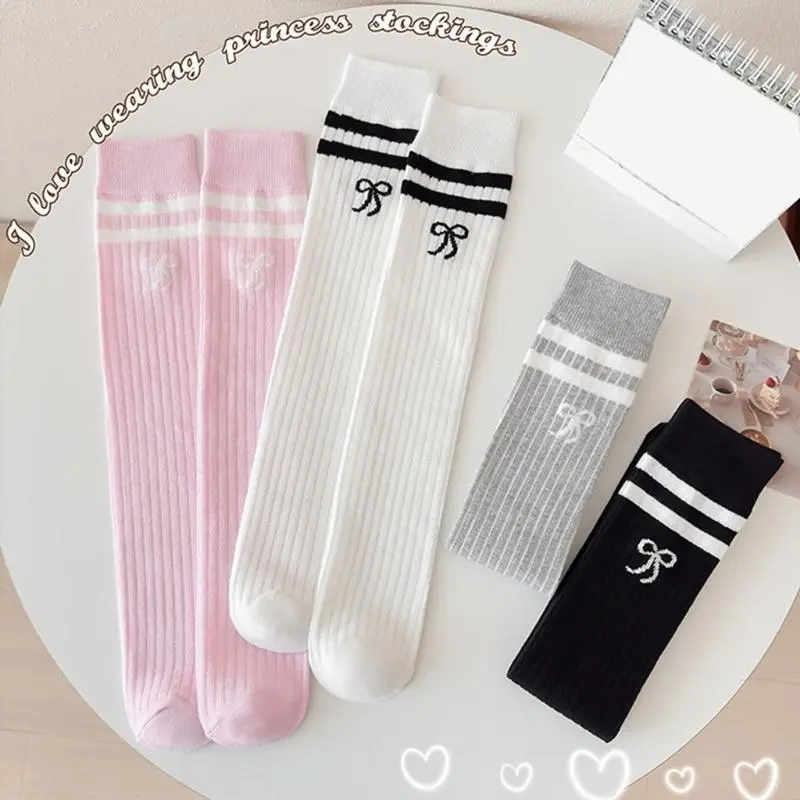 Pair Girls Knee Length Socks Children Long Socks Breathable Cotton Stockings Comfortable Wear Suitable for Ages 3 to 12