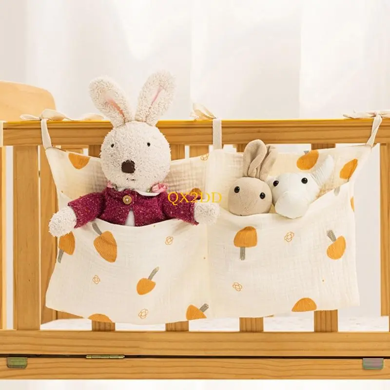 Washable Cotton Nursery Hanging Bag Multiple Functional Storage Space for Baby Bottles Diaper Changing Accessories Care