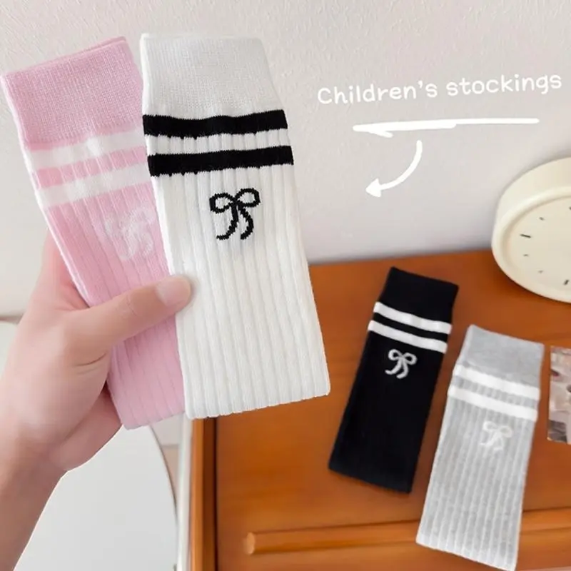 Pair Girls Knee Length Socks Children Long Socks Breathable Cotton Stockings Comfortable Wear Suitable for Ages 3 to 12