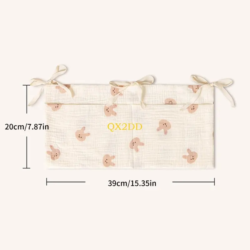 Breathable Cotton Bedside Bag with Spacious Compartments Securely Attaches to Crib Railings Baby Essential
