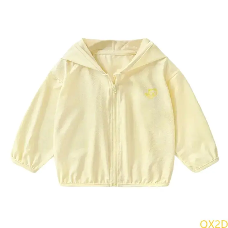 QX2D Kids Ice Silk Overcoat with UPF50+ Sun Protections Cartoon Sunscreen Clothing