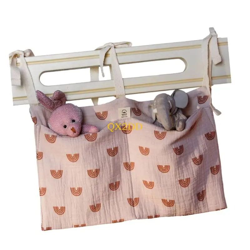 Multifunctional Baby Bedside Hanging Bag Cotton Fabric Easy to Cleaning Design