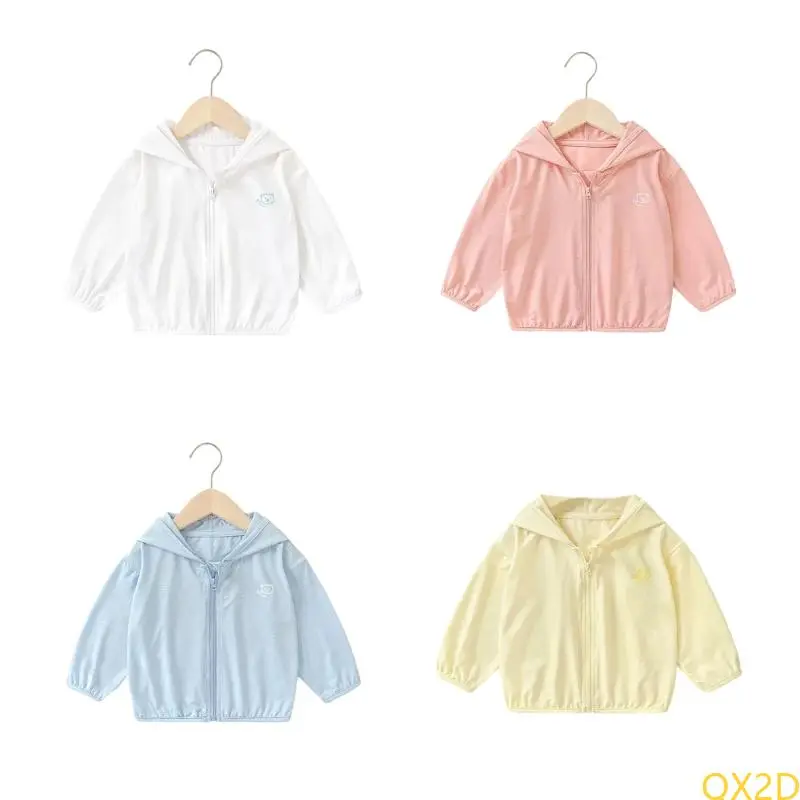 QX2D Kids Ice Silk Overcoat with UPF50+ Sun Protections Cartoon Sunscreen Clothing