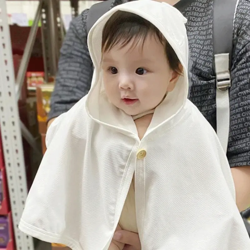 QX2D Wearable Blanket Lovely Animal Ear Newborns Wrap Towel UPF50+ Sun Protections