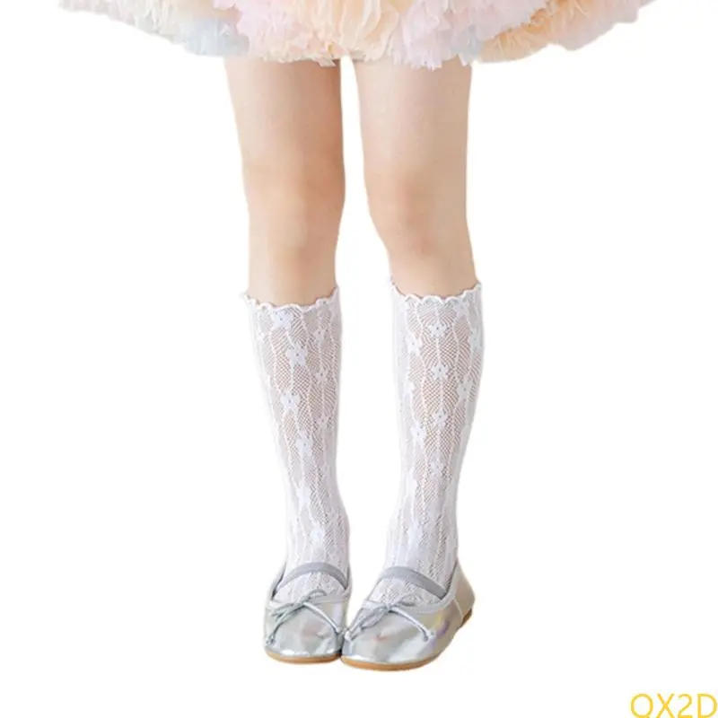 Calf Length Socks Comfortable Hosiery See Through Fishnet Middle Tube Socks
