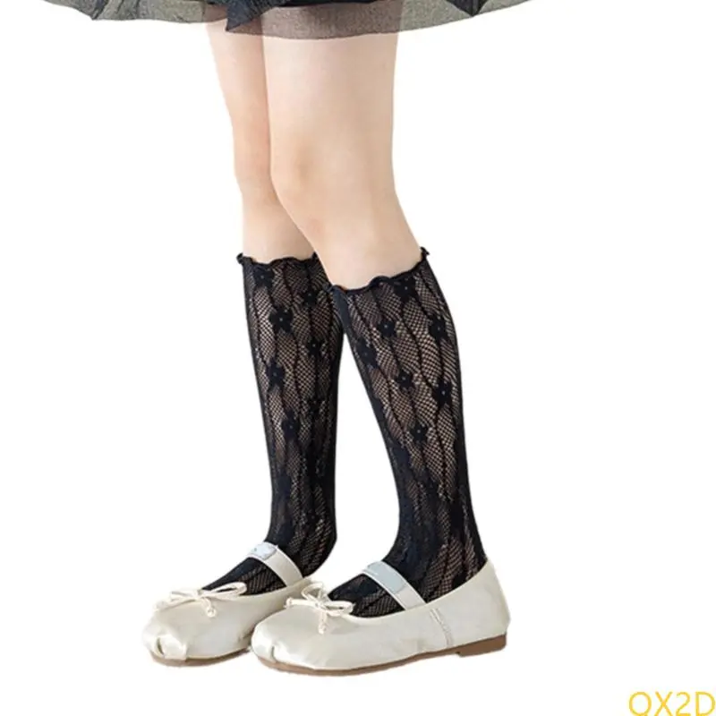 Calf Length Socks Comfortable Hosiery See Through Fishnet Middle Tube Socks