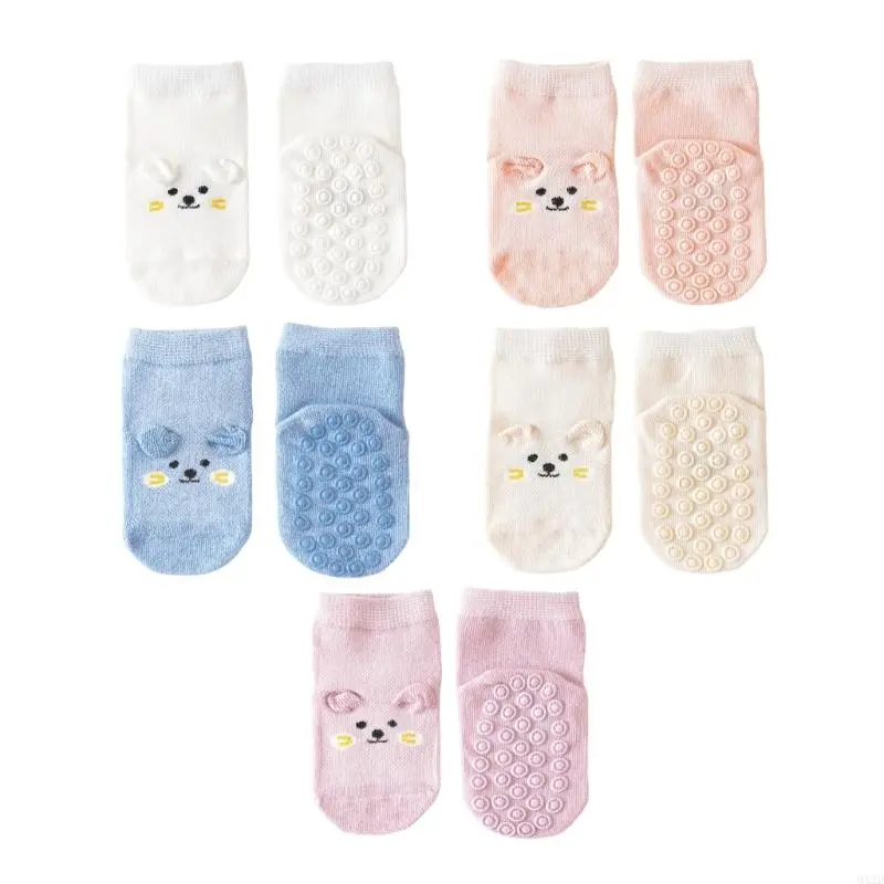 Toddlers Socks Breathable Ankle Socks Spring Cotton Socks with Anti Skid Soles