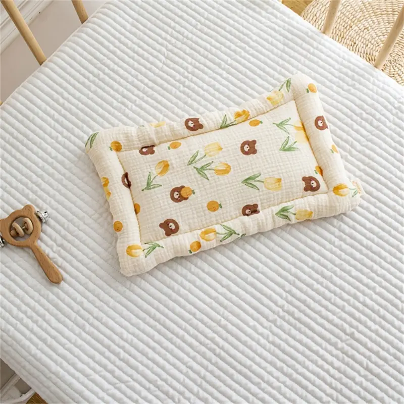 Baby Pillow Breathable Stroller Pillow with Pattern Kid Flat Pillow Travel Pillow for Toddlers Boy Girl 0-12 Month