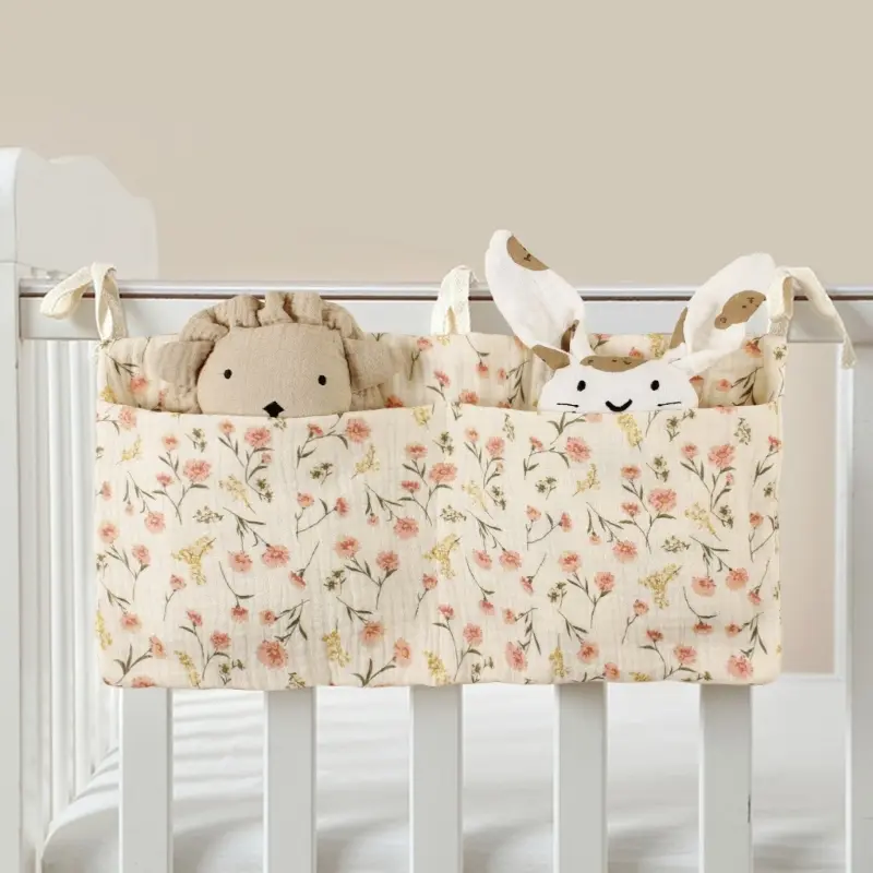 Multifunction Pocket for Drool Bibs Toy Diaper Baby Cribs Storage Bag