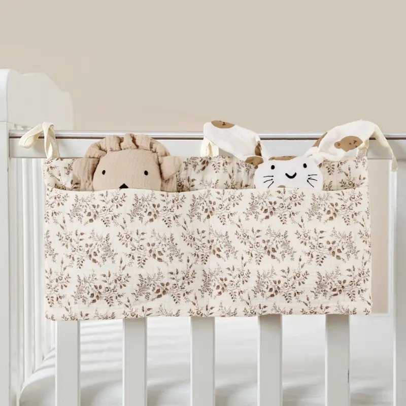 Multifunction Pocket for Drool Bibs Toy Diaper Baby Cribs Storage Bag