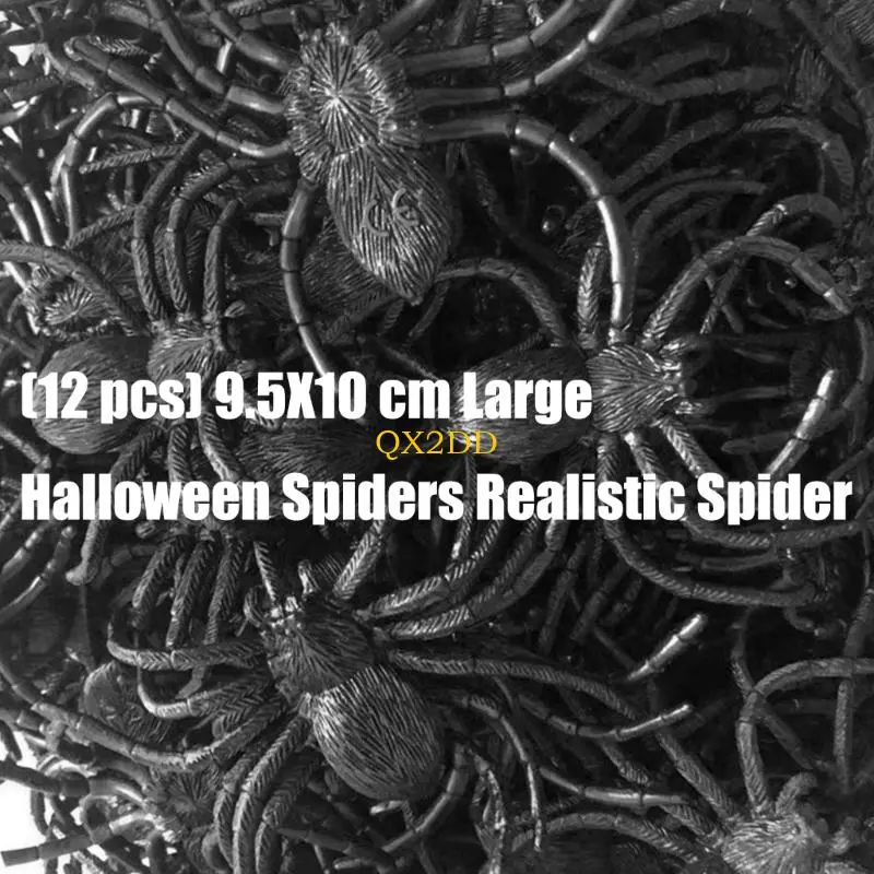 QX2D Scary Plastic Large Spiders Set of 12 Realistic Scary Crawlers Figurine for Horror Theme Party Halloween Decoration