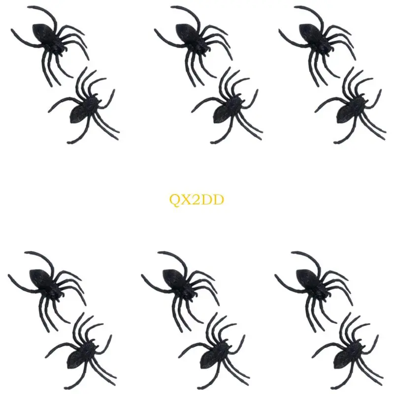 QX2D Scary Plastic Large Spiders Set of 12 Realistic Scary Crawlers Figurine for Horror Theme Party Halloween Decoration