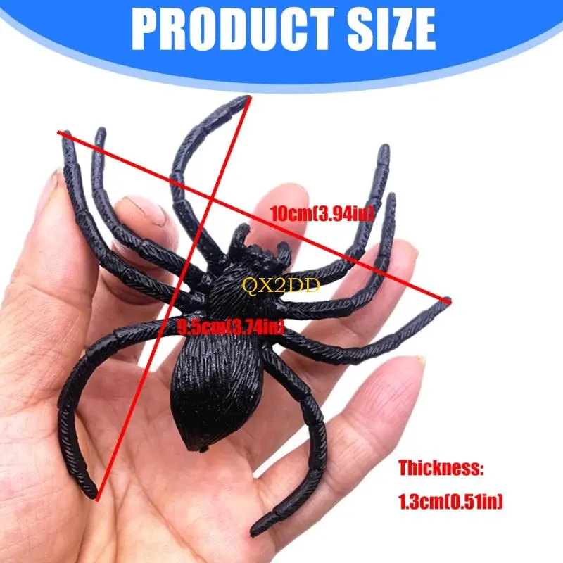 QX2D Scary Plastic Large Spiders Set of 12 Realistic Scary Crawlers Figurine for Horror Theme Party Halloween Decoration