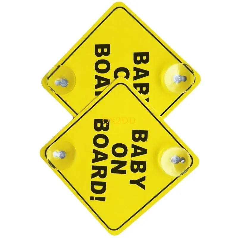 QX2D Set of 2pcs Adjustable Child Safety Car Alert Sticker Quick Use Suction Cups Warning Sign for Multiple Vehicle Use