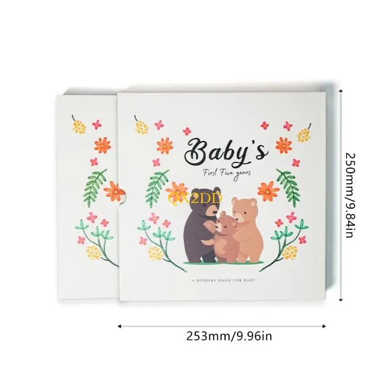 QX2D Memory Book for Baby Boy Girl Baby Milestones Book to Record Every Event Journal Scrapbook Photo Album