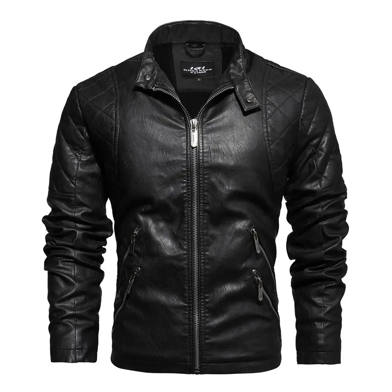 DIMUSI Men's Leather Jacket Fashion Winter Fleece Casual Motorcycle Jackets Men Faux Leather Biker Jackets Clothing 4XL