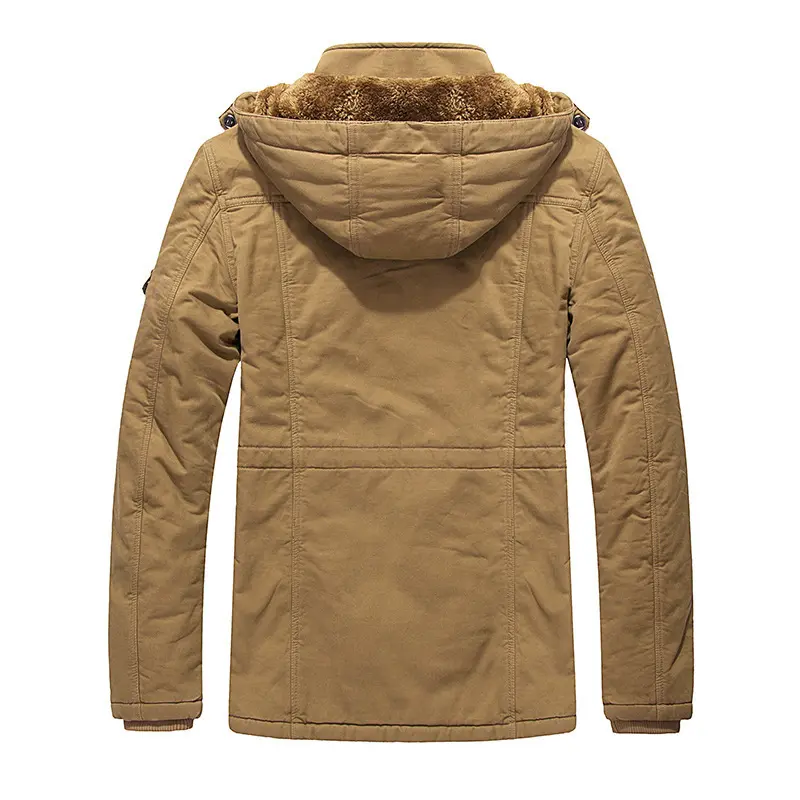 Winter Men's Fleece Lined Warm Jackets Fashion Men Mid-Long Cotton Thick Padded Coats Men Tactical Thermal Windbreaker Jacket