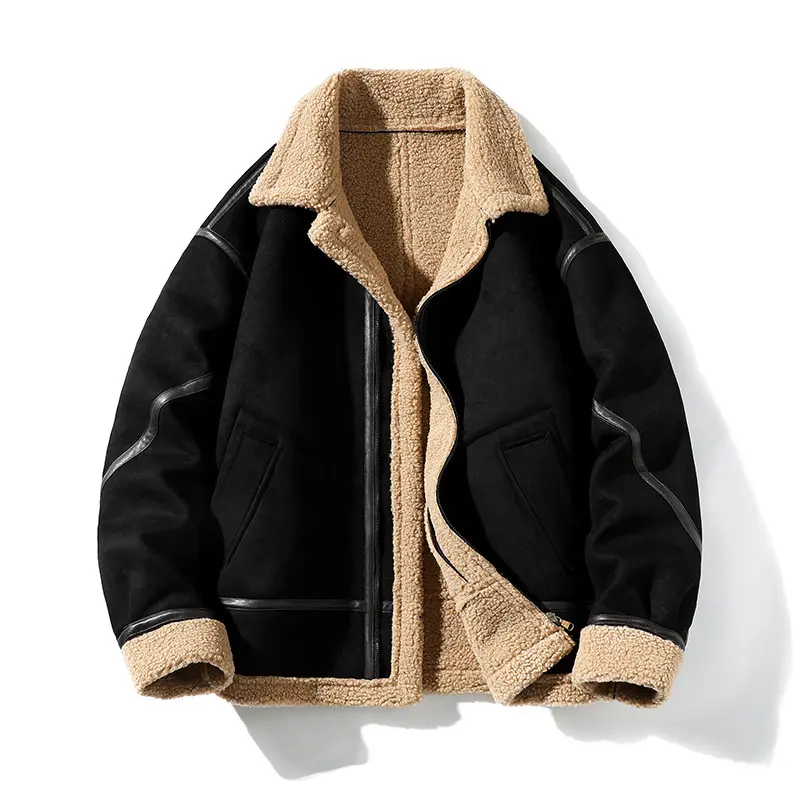 Winter Men's Suede Fleece Warm Padded Jacket Fashion Men Mountain Ski Windbreaker Coats Men Hiking Thermal Parka Jacket Clothing