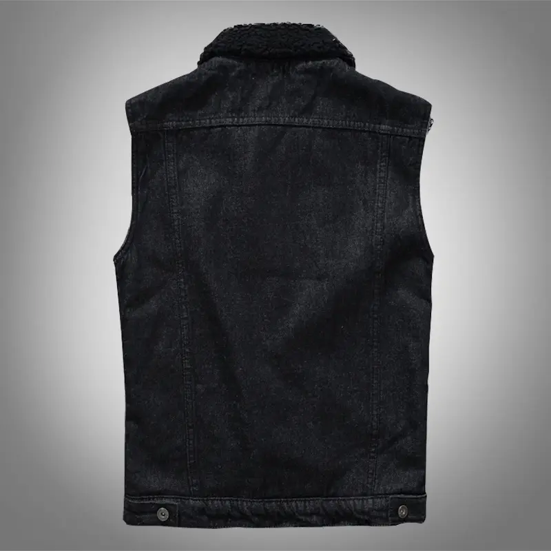 Autumn Winter Men's Fleece Warm Denim Vests Cotton Black Jean Waistcoat Men Sleeveless Jackets Slim Fit Tank Tops Clothing