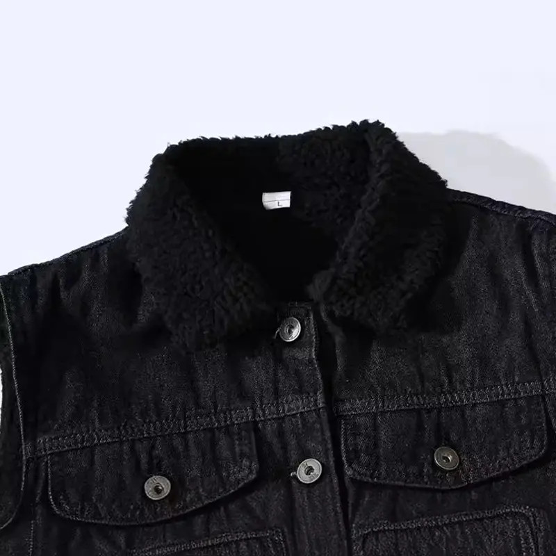 Autumn Winter Men's Fleece Warm Denim Vests Cotton Black Jean Waistcoat Men Sleeveless Jackets Slim Fit Tank Tops Clothing