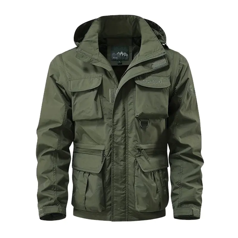 Autumn Men's Mountain SKi Jackets Casual Men Multi-pocket Windbreaker Hooded Coats Men Sports Climbing Jackets Clothing 5XL