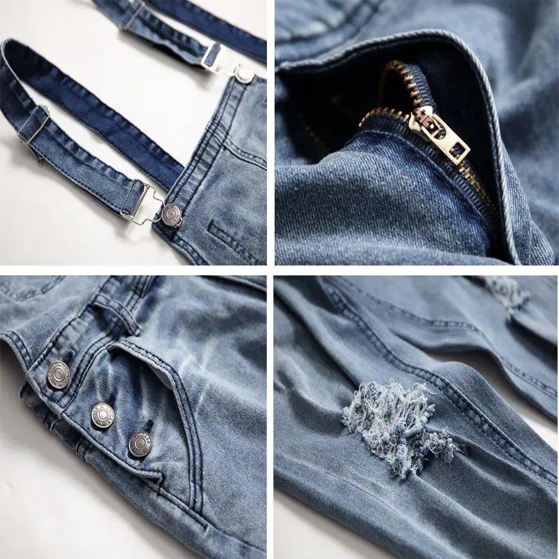DIMUSI Fashion Men's Ripped Jeans Jumpsuit Men Hip Hop Streetwear Distressed Denim Bib Overalls For Man Suspender Pants Clothing