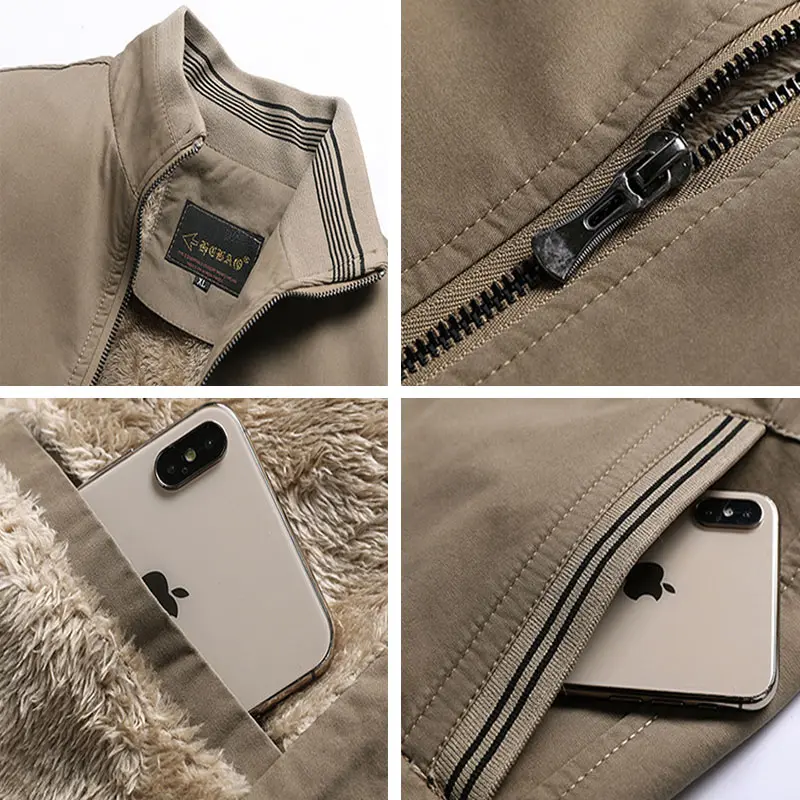 Winter Men's Thick Bomber Jackets Casual Man Outdoor Fleece Lined Warm Jacket Mens Military Tactical Windbreaker Coats Clothing