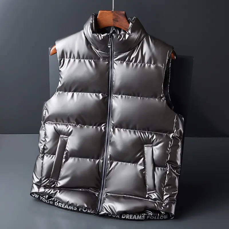 Spring Autumn Men Mountain Ski Padded Vest Man Shiny Thick Warm Waistcoats Men Windbreaker Sleeveless Jacket Clothing 7XL 8XL