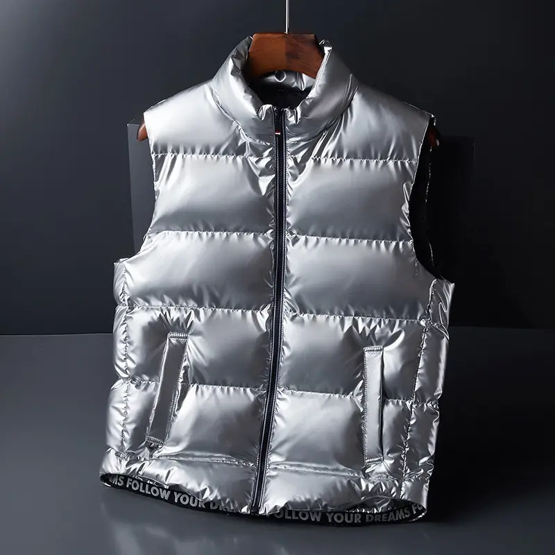 Spring Autumn Men Mountain Ski Padded Vest Man Shiny Thick Warm Waistcoats Men Windbreaker Sleeveless Jacket Clothing 7XL 8XL