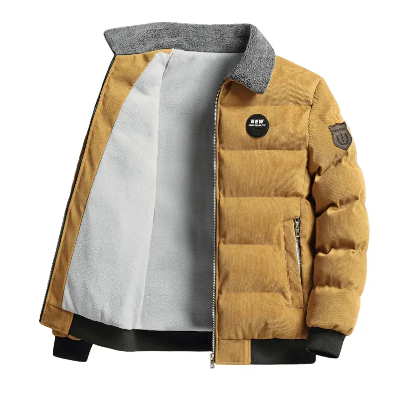 Autumn Winter Men's Warm Padded Jackets Fashion Men Fleece Lined Waterproof Parkas Men Retro Corduroy Tactical Jackets Clothing
