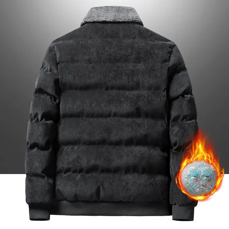 Autumn Winter Men's Warm Padded Jackets Fashion Men Fleece Lined Waterproof Parkas Men Retro Corduroy Tactical Jackets Clothing