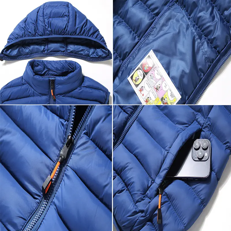 Winter Mens Warm Down Padded Vests Fashion Men Thermal Windbreaker Parkas Waistcoats Men Thick Snow Warm Hooded Vests Clothing