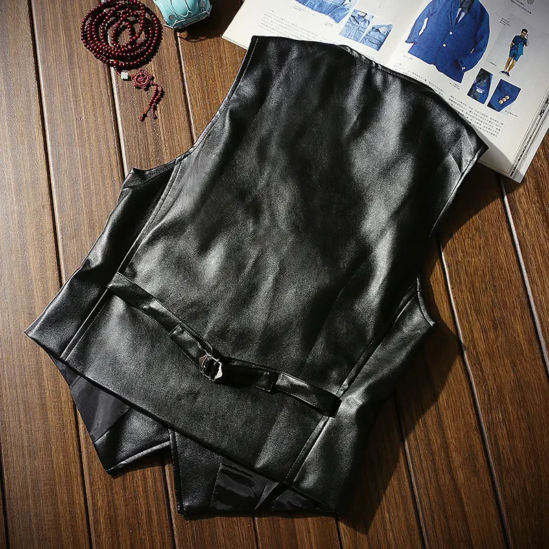 DIMUSI Autumn Men's Vests Coats Fashion PU Leather Sleeveless Jackets Casual Outwear Biker Leather Waistcoats Mens Clothing
