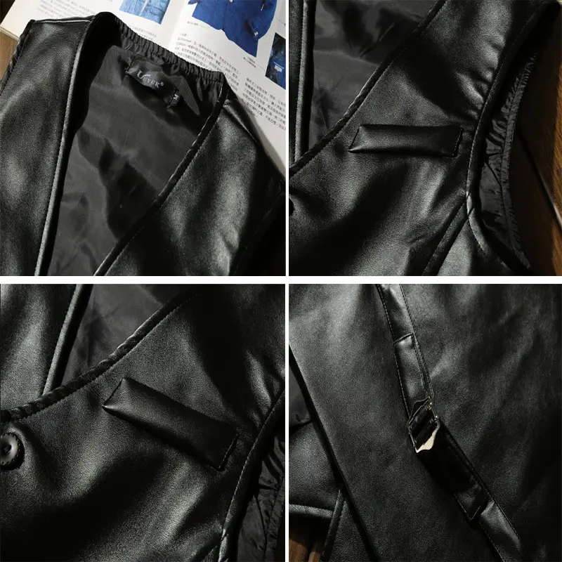 DIMUSI Autumn Men's Vests Coats Fashion PU Leather Sleeveless Jackets Casual Outwear Biker Leather Waistcoats Mens Clothing