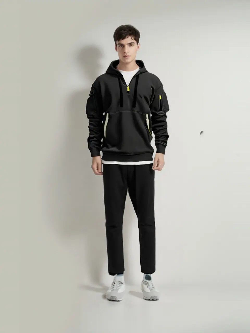 Spring Autumn Men's Pullover Hoodies Fashion Mens Solid Color Multi-pocket Hooded Coats Mens Sports Zipper Sweatshirts Clothing