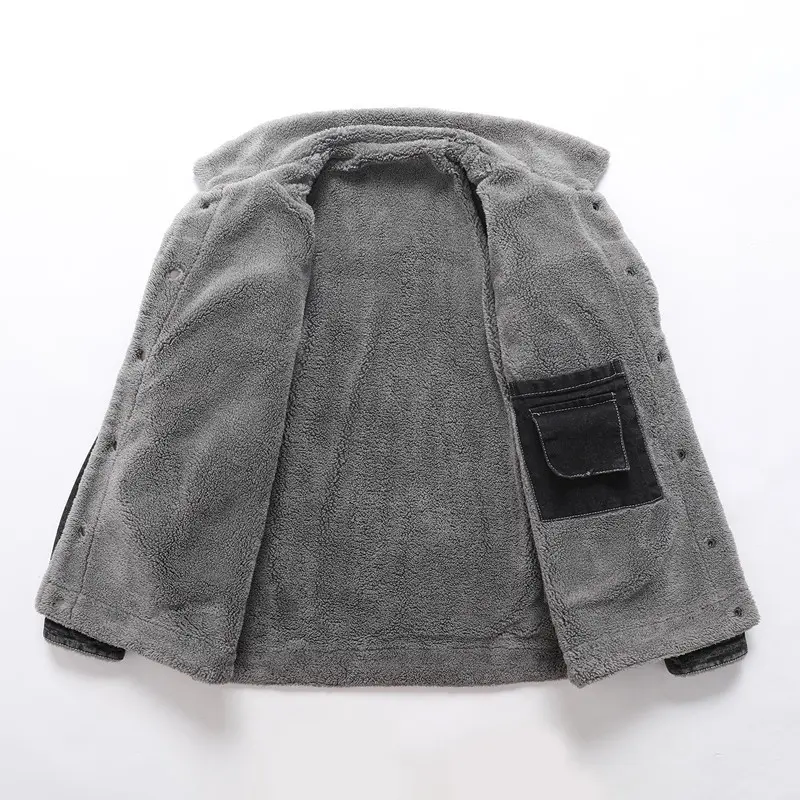 DIMUSI Winter Men's Denim Jackets Man Fleece Warm Windbreaker Jacket Fashion Mens Retro Cotton Military Jean Coats Clothing