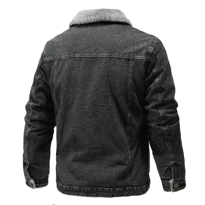 DIMUSI Winter Men's Denim Jackets Man Fleece Warm Windbreaker Jacket Fashion Mens Retro Cotton Military Jean Coats Clothing