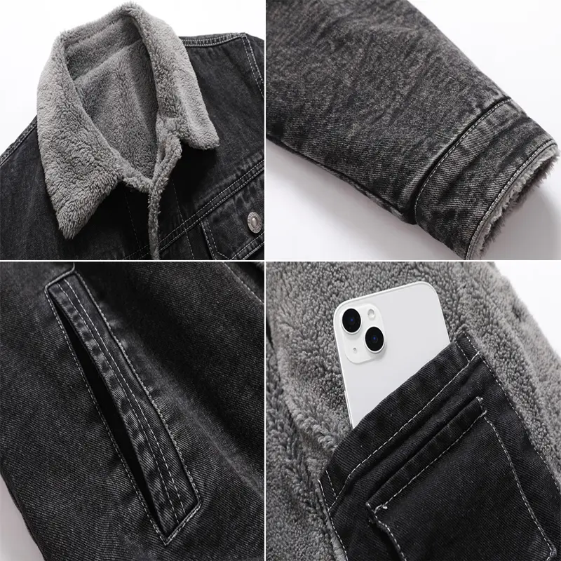 DIMUSI Winter Men's Denim Jackets Man Fleece Warm Windbreaker Jacket Fashion Mens Retro Cotton Military Jean Coats Clothing