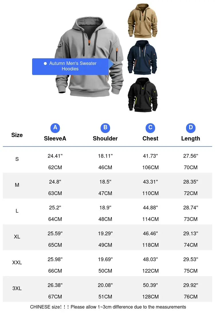 Spring Autumn Men's Pullover Hoodies Fashion Mens Solid Color Multi-pocket Hooded Coats Mens Sports Zipper Sweatshirts Clothing