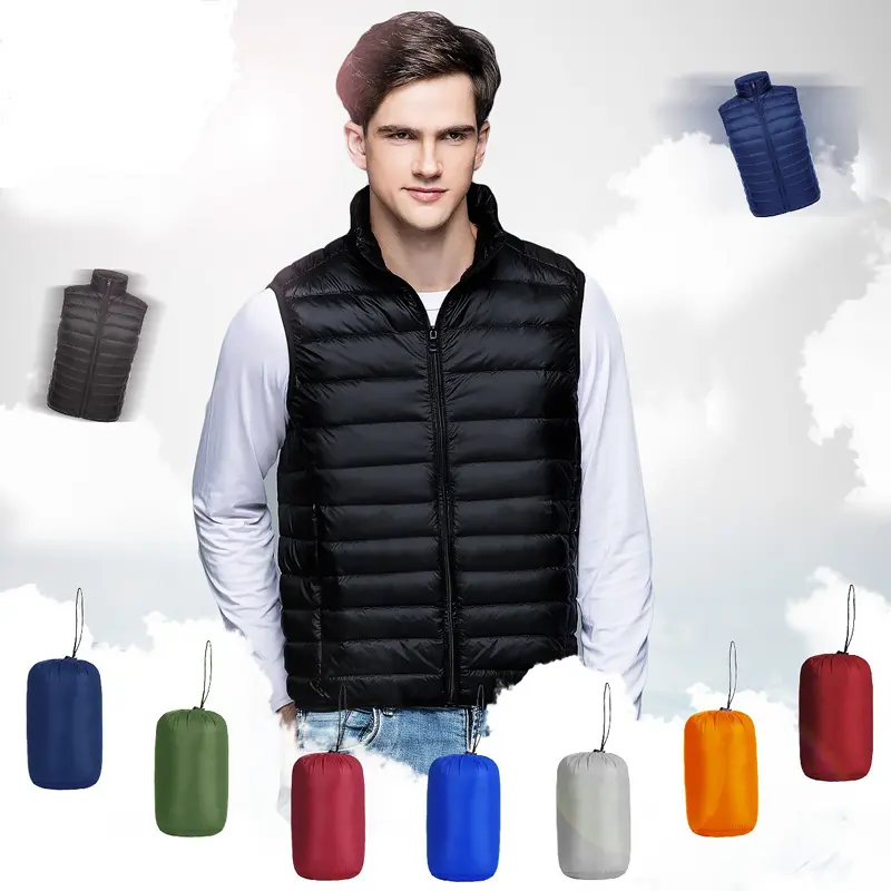 Winter Mens Ultra Light Duck Down Vests Man Mountain Ski Warm Waistcoats Men Snow Thick Climbing Windbreaker Waistcoats Clothing