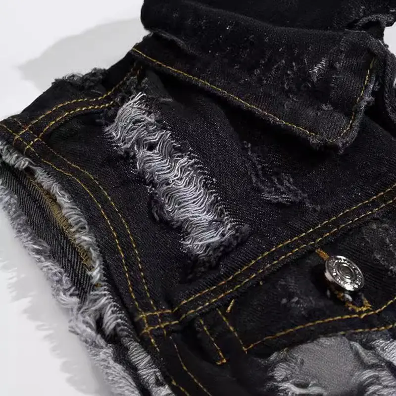 Spring Summer Men's Denim Vest Fashion Retro Ripped Hole Party Jean Waistcoat For Men Hip Hop Black Sleeveless Jackets Clothing