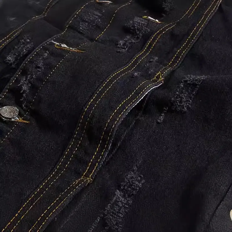 Spring Summer Men's Denim Vest Fashion Retro Ripped Hole Party Jean Waistcoat For Men Hip Hop Black Sleeveless Jackets Clothing