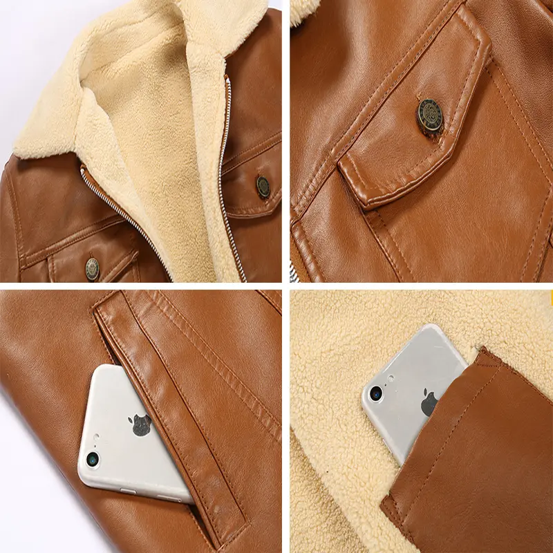 DIMUSI PU Leather Men's Jacket Winter Casual Fleece Thick Warm Leather Coats Faux Leather Slim Motorcycle Jackets Brand Clothing