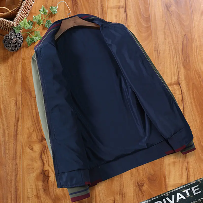 Autumn Winter Men's Bomber Jacket Mens Cotton Reversible Windbreaker Coats Fashion Men Slim Fit Business Zipper Coats Clothing