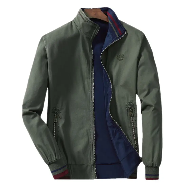 Autumn Winter Men's Bomber Jacket Mens Cotton Reversible Windbreaker Coats Fashion Men Slim Fit Business Zipper Coats Clothing